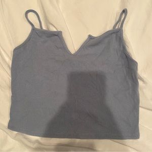Blue cropped stretchy tank top